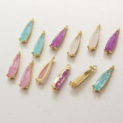 Drop Shape Cubic Stone Pendant, 14K Gold Plated, Pave CZ Charm, Necklace Making, Jewelry Making Findings ZZ070