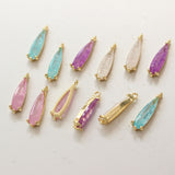 Drop Shape Cubic Stone Pendant, 14K Gold Plated, Pave CZ Charm, Necklace Making, Jewelry Making Findings ZZ070