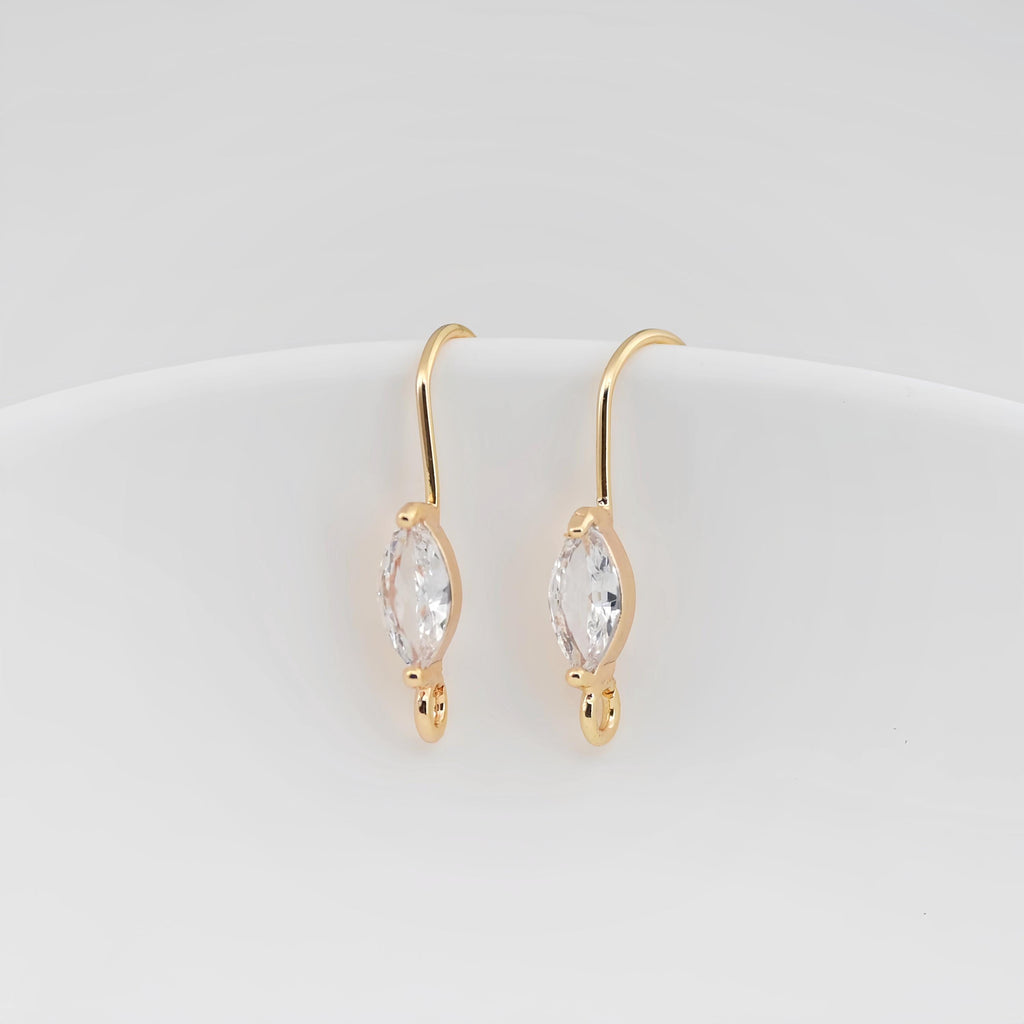 14K Gold Plated Ear Wires, Cubic Pave Earring Hooks, Nickel Free, Fish Hooks, Ear Wires for Jewelry Making ZX321
