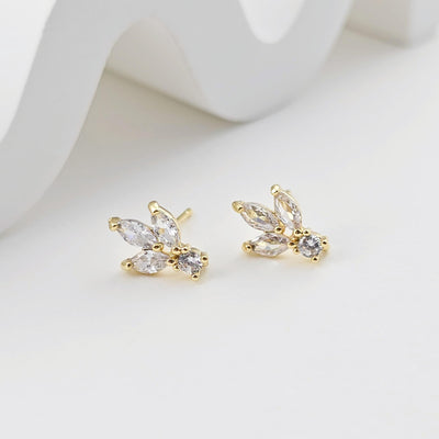 أقراط على شكل زهرة من الزركونيا المكعبة، مطلية بالذهب مع حلقة، مضادة للحساسية، مصنوعة يدويًا، لوازم صنع الأقراط بنفسك D0285