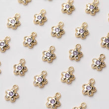 Load image into Gallery viewer, Flower Charm with loops, Cubic Zirconia Pave Pendant for Bracelet Necklace Earring, Jewelry Findings GZ637