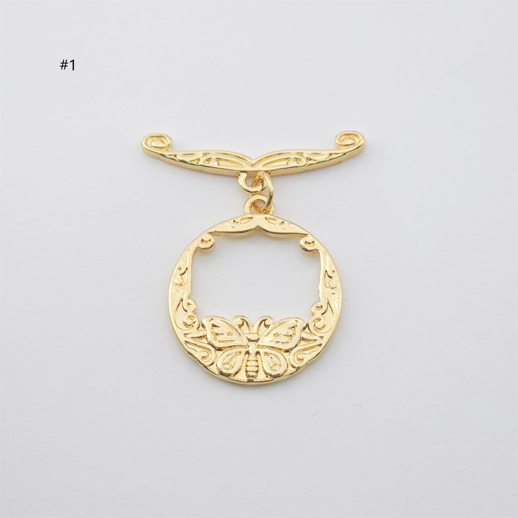 Boho OT Toggle Clasps, Antique Silver, 18k Gold, One Set OT Buckle, Necklace Closure, Connectors Clasps S1151