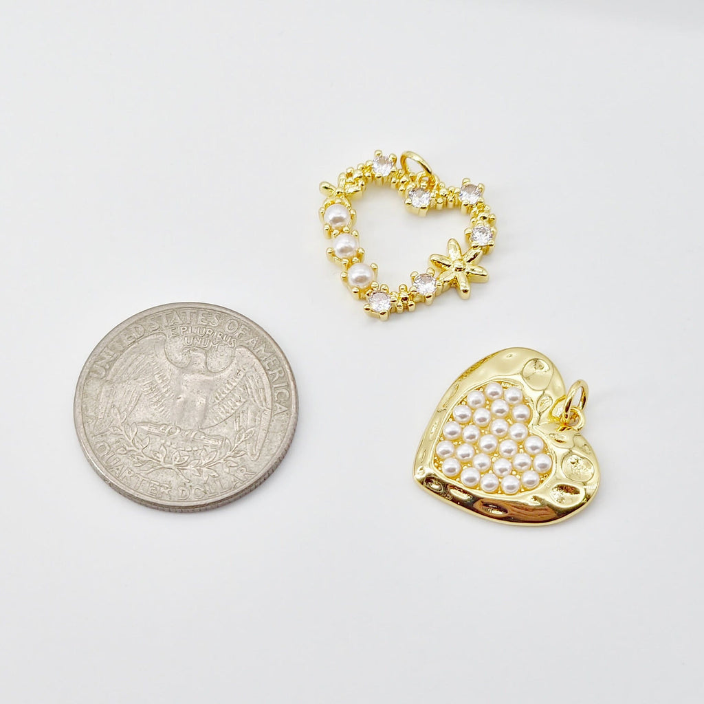 Cubic Heart Charms, 18K Gold Plated CZ Pave Love Charms, Bracelet Necklace Making Pendants, Jewelry Findings S20696