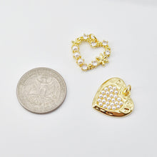 Load image into Gallery viewer, Cubic Heart Charms, 18K Gold Plated CZ Pave Love Charms, Bracelet Necklace Making Pendants, Jewelry Findings S20696