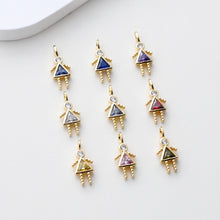 Load image into Gallery viewer, Girls Pendant, Birthstone Charm, Pave CZ, Mom Children Charm, 18K Gold Plated, For Bracelet And Necklace Making, Jewelry Findings S1408