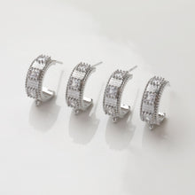 Load image into Gallery viewer, C Shape Earrings Post, 14K Gold/Silver Plated, CZ Pave, S925 Silver Ear Pin Nickel Free, Ear Stud Hypoallergenic Earring Findings GZ406