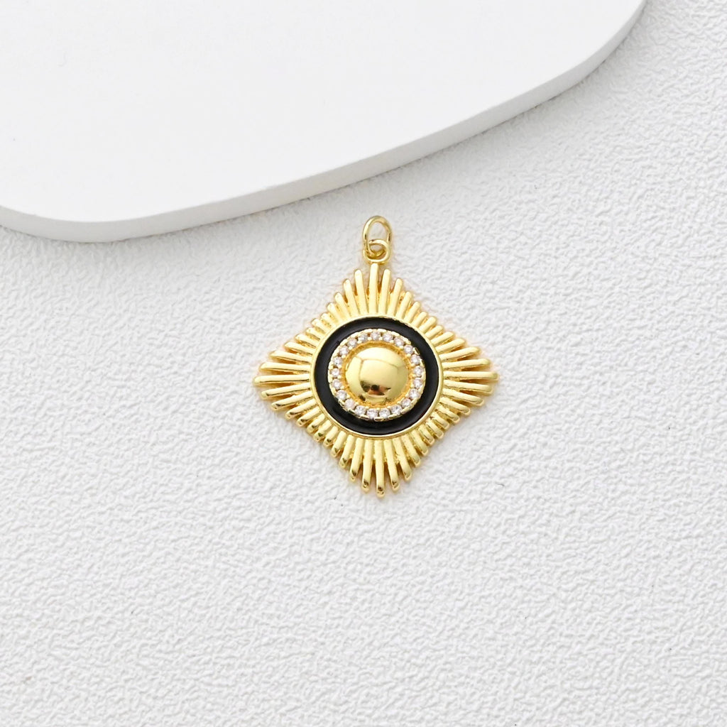 Rhombic Charm, Diamond Brushed Pendant, Real Gold Plated Earring Charms, Jewelry Findings S1365