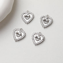Load image into Gallery viewer, Gold Heart Pendant, CZ Pave, Bow Tie Pendant, Heart Charm for Necklace Making, Jewelry Findings GT041