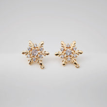 Load image into Gallery viewer, 10PCS Cubic Snowflake Earring Post with Loops, S925 Silver Pin Nickel Free Earrings, Ear Stud Loop,Hypoallergenic Earring Findings ZX159