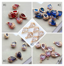 Load image into Gallery viewer, 10pcs- Crystal Tiny Teardrop Charms, 10 Colors You Choose, 14K Gold Plated Teardrop Pendant, 8*12mm, Jewelry Findings JY084-F112