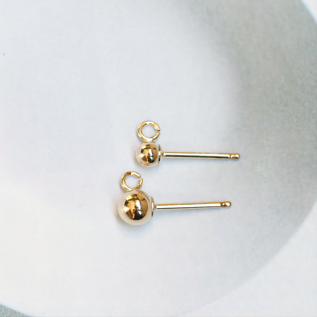 Gold Filled Ball Ear Post With Open Loop, 2mm,3mm,4mm, Nickel Free Earrings, Ear Stud, Hypoallergenic Earring Findings BL003