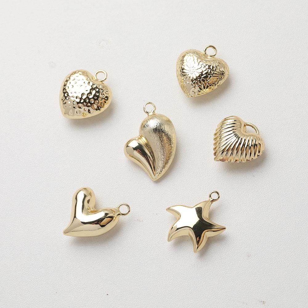 3D Heart Charms, StarFish Charm,  14K Gold Plated CZ Pave Love Pendant, Necklace Making Pendants, Jewelry Findings GZ630