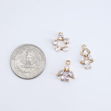 Load image into Gallery viewer, CZ Pave Tree Charm, Cubic Zircon Crystal Leaf Pendant, Bracelet Necklace Pendant, 14K Real Gold Plated Charm, Jewelry Findings ZR002-F142