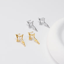 Load image into Gallery viewer, North Star Earrings Post With Loop, CZ Pave ,18K Gold Plated, Nickel Free, S925 Silver Pin, Ear Stud Hypoallergenic Earring Findings D0456