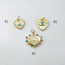 Cargar imagen en el visor de la galería, Dije de ojo malvado en forma de corazón, colgante de ojo esmaltado bañado en oro de 18 quilates, dije para hacer collares, accesorios de joyería S20624