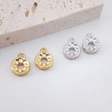 Round CZ Pave Charm, 18K Gold Plated Pendant for Bracelet Necklace Making, 7mm, Jewelry Finding S833