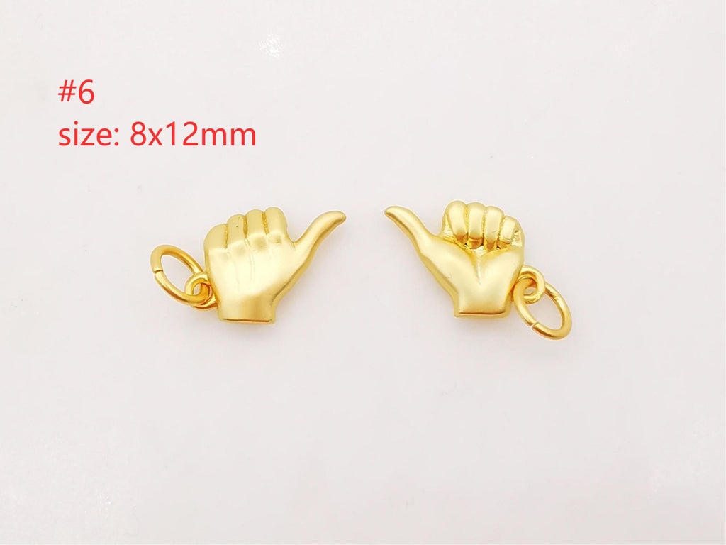 Matte Gold Hand Gestures Charm, 18K Sand Gold Plated Hand Symbol Charm Pendant, Necklace Bracelet Making charms, Jewelry Findings S624