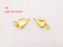 Load image into Gallery viewer, Matte Gold Hand Gestures Charm, 18K Sand Gold Plated Hand Symbol Charm Pendant, Necklace Bracelet Making charms, Jewelry Findings S624