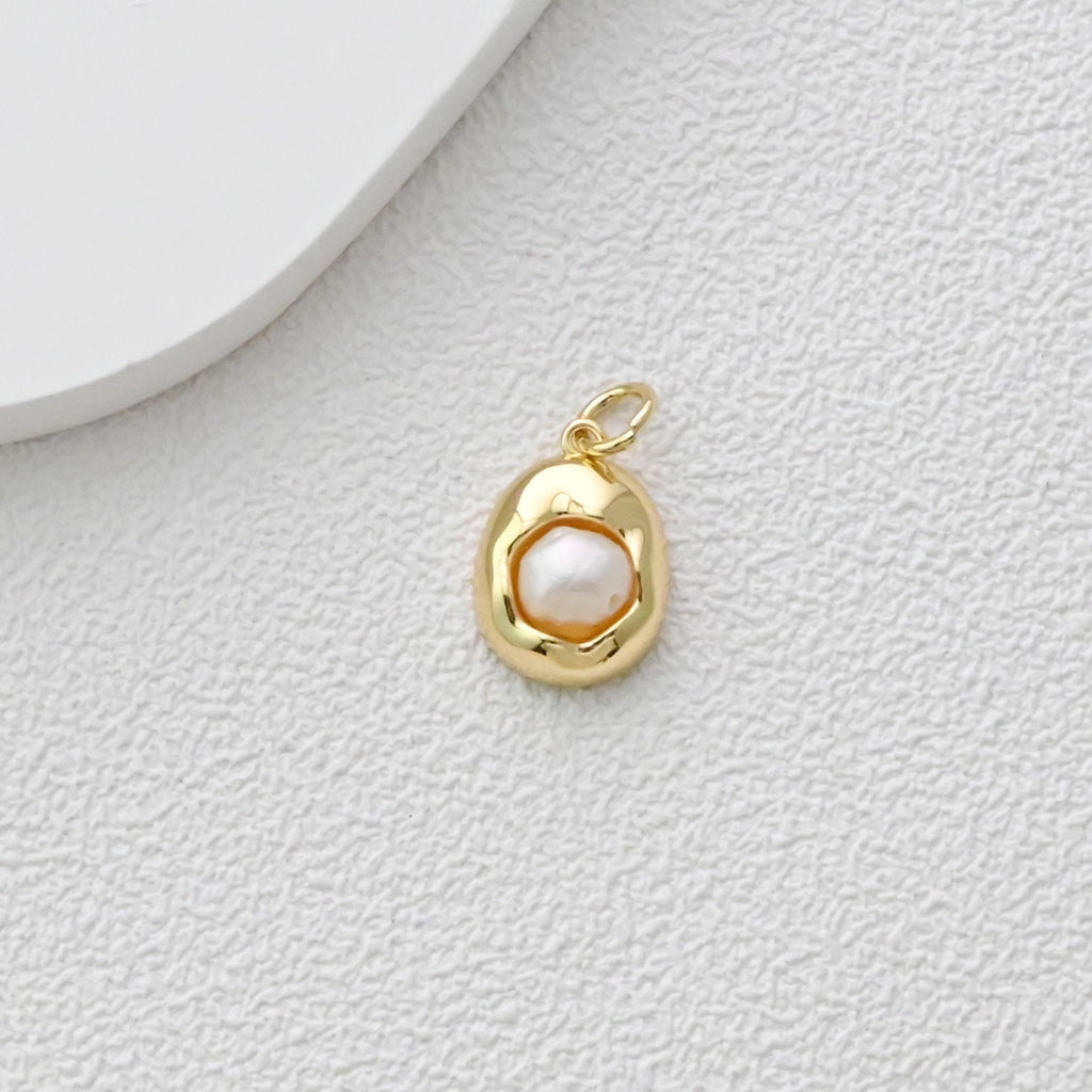 Dijes ovalados de oro, chapado en oro brillante de 18 quilates, colgante ovalado, dijes para hacer collares, accesorios de joyería S1359