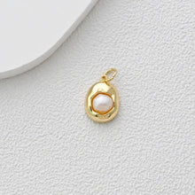 Cargar imagen en el visor de la galería, Dijes ovalados de oro, chapado en oro brillante de 18 quilates, colgante ovalado, dijes para hacer collares, accesorios de joyería S1359