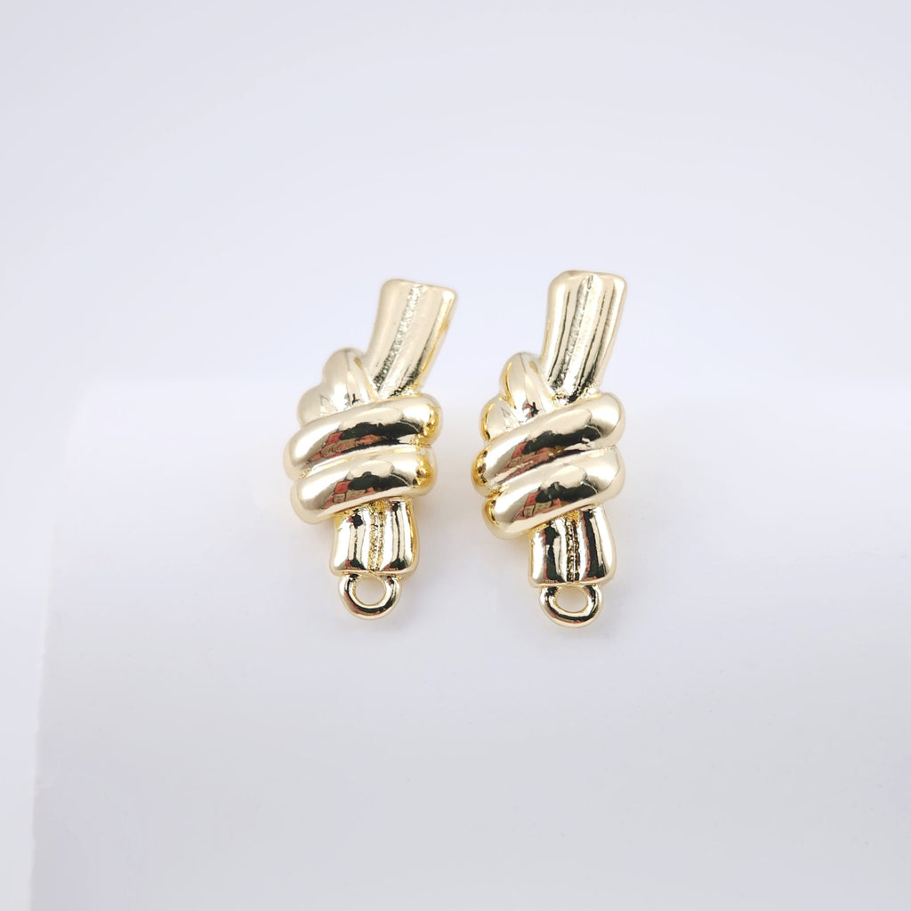 Pendientes con nudo, pendientes dorados con aro, hipoalergénicos, accesorios para pendientes, materiales hechos a mano D0049