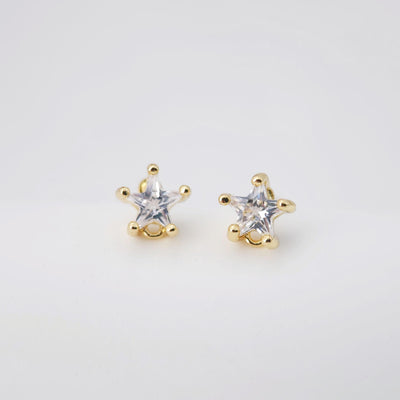 18K Gold Post, Star CZ Pave, 9*9.3mm, Stud Earring Nickel Free, Hypoallergenic Earring Findings D0248