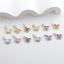 Load image into Gallery viewer, Crystal Butterfly Charms, CZ Pave Charm, 18K Gold/Silver Plated Butterfly Pendant, Jewelry Findings S1297