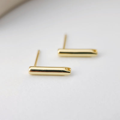 قرط أسطواني ذهبي مع ثقب، أقراط خالية من النيكل، قرط أذن، نتائج قرط مضادة للحساسية D0193