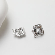 Load image into Gallery viewer, Irregular Pave CZ Earring Post, 14K Gold/Silver Plated, S925 Silver Pin Nickel Free Earrings, Hypoallergenic Earring Findings GT017
