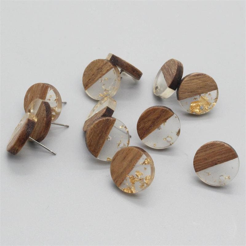 10PCS Round Geometric Wooden Earring Findings, Nickel Free, Earring Finding PS033-JT007