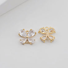 Load image into Gallery viewer, 4pcs Flower Connector Charm with loops, Clear Cubic Zirconia Charm Pendant for Bracelet Necklace Earring, Jewelry Findings ZX064