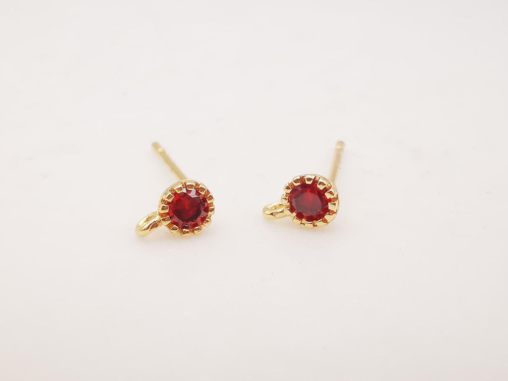 4 pendientes redondos con pasadores, piedras preciosas de 4 colores, plata S925, sin níquel, chapado en oro de 18 quilates con circonita cúbica, ZX056