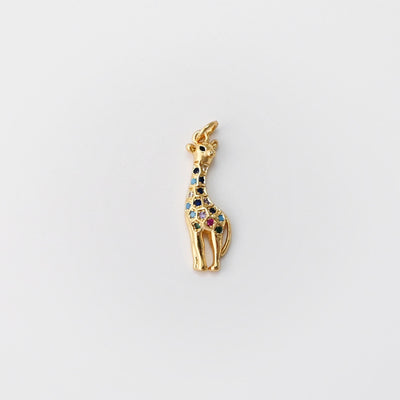 Giraffe Pendant, Unicorn Pendant, 18K Gold Plated Animal Charm, Multicolor Pave CZ, Bracelet Necklace Making Charm, Jewelry Findings