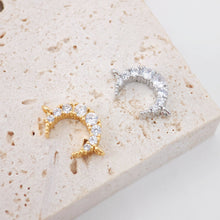 Cargar imagen en el visor de la galería, Conector de media luna cúbica, colgante de luna bañado en oro de 18 quilates, dijes de cuerno con micro pavé de circonitas cúbicas transparentes, 11 x 9 mm, accesorios de joyería S761