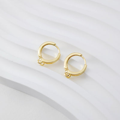 Two Loop Earring Hoop, Gold Plated Huggie Hoop Earring with Loop, Huggie Hoops DIY Earring  Findings,Handmade Earring Supplies D0099