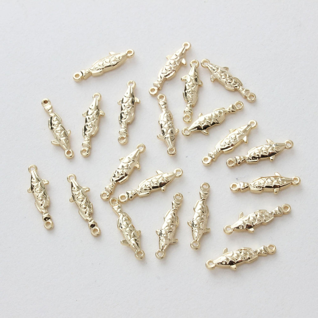 10pcs Fish Pendant, Necklace Charm, 14K Gold/Silver Plated, Bracelet Making Pendant, Jewelry Supply Finding JG056