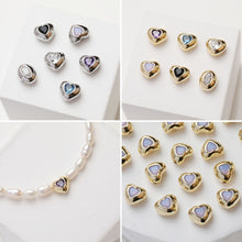 Load image into Gallery viewer, Heart Spacer Beads, 14K Gold, Silver Plated, CZ Pave Beads, Heart Pendant, Jewelry Making Supplies GZ413