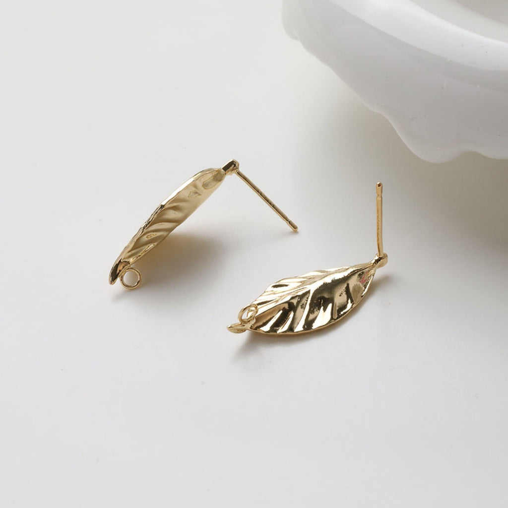 عمود قرط من ورق الذهب، أقراط من الذهب/الفضة عيار 14 قيراطًا خالية من النيكل، دبابيس أذن من الفضة S925، قرط أذن على شكل قلب مع حلقة GZ726