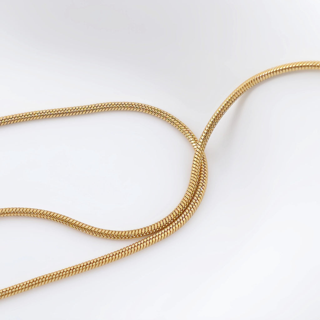 14K Snake Finished Necklace Chain, Adjustable Necklace, 316L Stainless Steel, Snake Chain, Ready to Wear, 45cm/18 inch, JR001