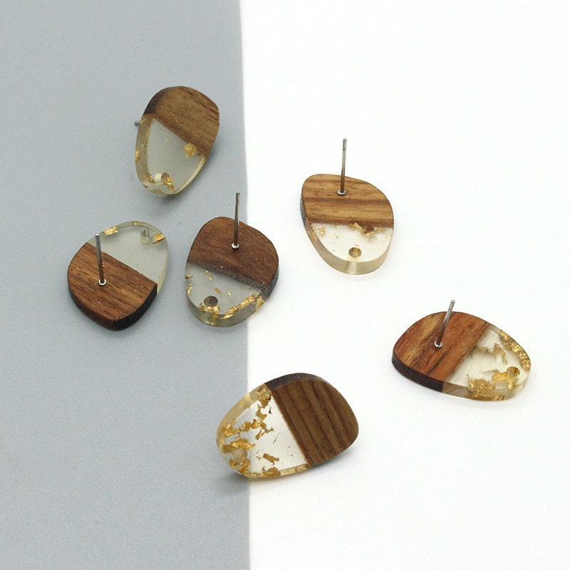 10PCS Geometric Wooden Earring Findings, Nickel Free, Earring Finding PS028-JT003