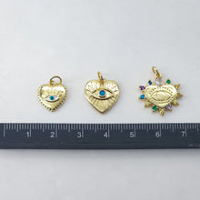Cargar imagen en el visor de la galería, Dije de ojo malvado en forma de corazón, colgante de ojo esmaltado bañado en oro de 18 quilates, dije para hacer collares, accesorios de joyería S20624