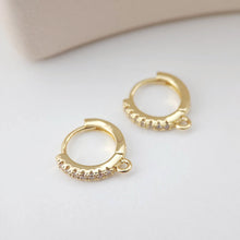 Load image into Gallery viewer, Cubic Zirconia Ear Hoops Multicolor Pave Crystal , 13*12mm, 18K Gold Plated Leverback Earrings, Huggie Hoops Earring D0150