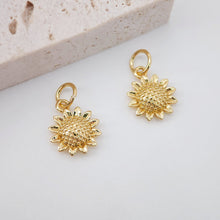 Load image into Gallery viewer, Gold Rose Flower Charm with loops, Sunflower Charm Pendant for Bracelet Necklace Earring, Jewelry Findings S20734