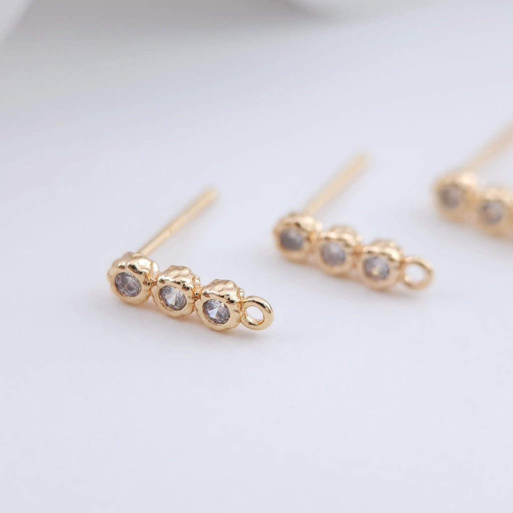 Triple Circle Earrings, 18K Earring Post Pave CZ, Real Gold Plated, S925 Silver Pin Nickel Free Earrings, Hypoallergenic Earring ZX235