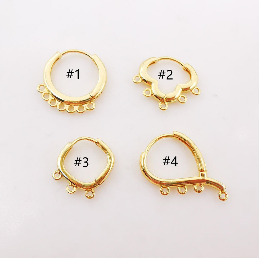 10PCS Leverback Earring Parts with loops, 18K Gold Plated Huggie Hoops Earring Parts, Ear Hoops, earring findings for Jewelry Making S364