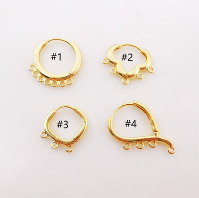 10PCS Leverback Earring Parts with loops, 18K Gold Plated Huggie Hoops Earring Parts, Ear Hoops, earring findings for Jewelry Making S364