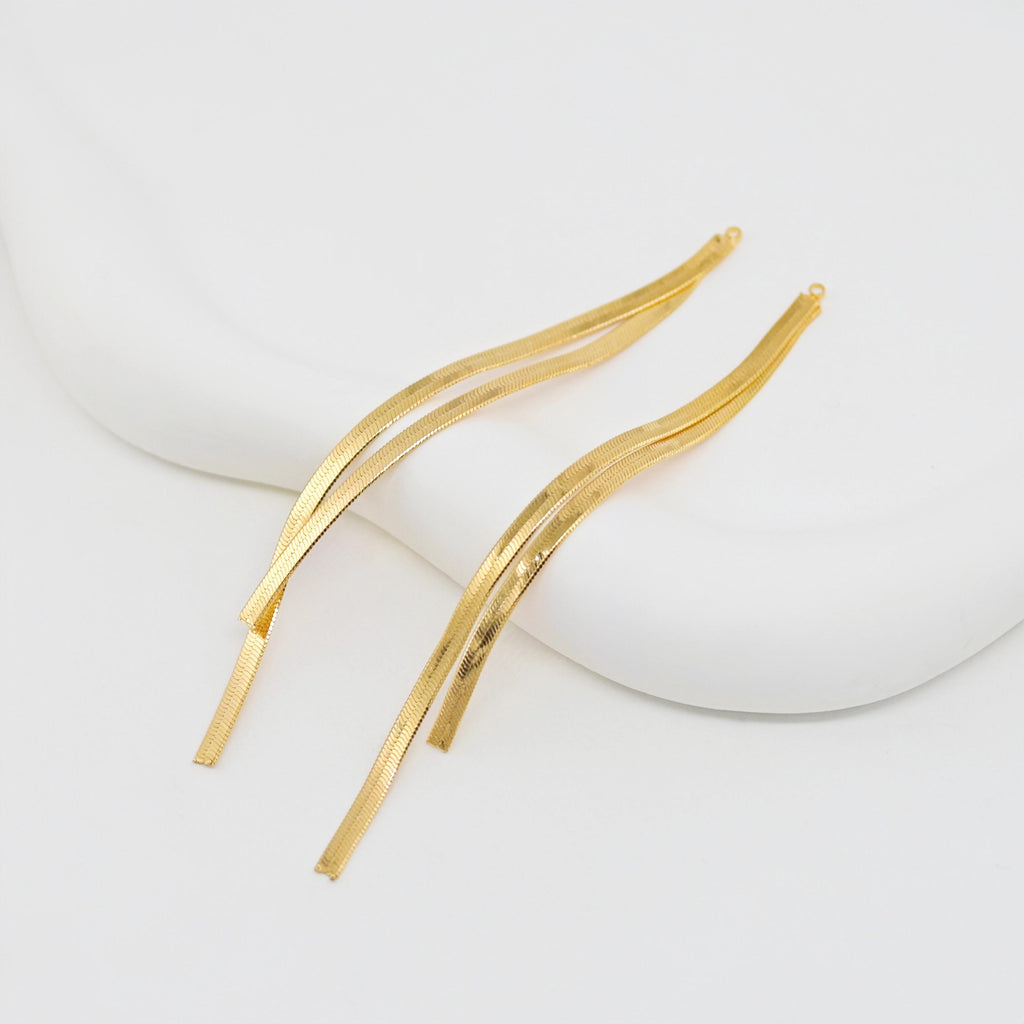 Gold Chain Tassel Pendant, Gold Snake Chain Charm, 18K Gold Plated Earring Chain Pendant, Earring Findings ZX352