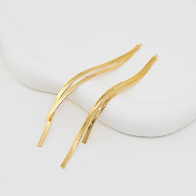 Gold Chain Tassel Pendant, Gold Snake Chain Charm, 18K Gold Plated Earring Chain Pendant, Earring Findings ZX352