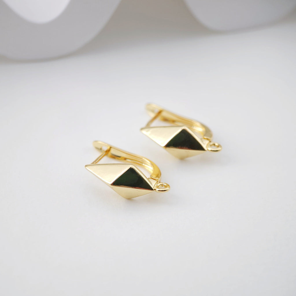 Rhombus English lock with loop, Gold/Rhodium Plated Earring hoop, Hypoallergenic & Nickel-Free，DIY Handmade Earring Findings Supplies D0089