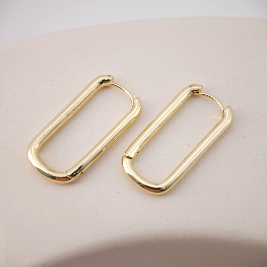 Gold U Shape Hoop Earring, 28.6*14mm, 18K Gold Plated Leverback Earrings, Huggie Hoops Earring D0129